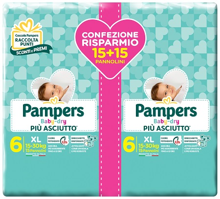 PAMPERS BABY DRY DUO DWCT XL 30 PEZZI - Fontenova srl
