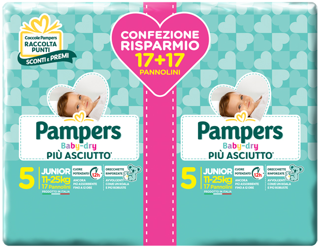 PAMPERS BABY DRYDUO DWCT JUNIOR X 34 PEZZI - Fontenova srl