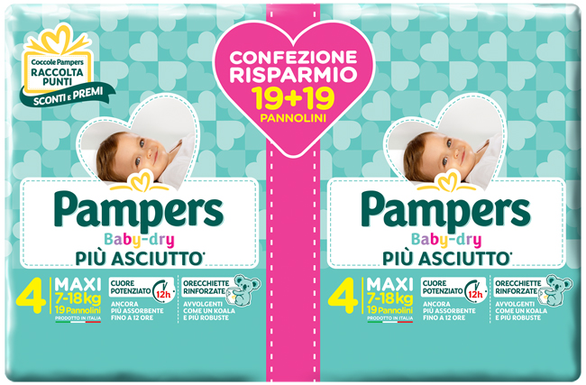 PAMPERS BABY-DRY DUO DWCT MAXI 38 PEZZI - Fontenova srl