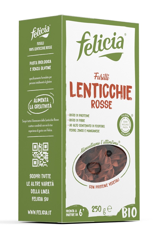FELICIA BIO FUSILLI DI LENTICCHIE ROSSE 250 G - Fontenova srl