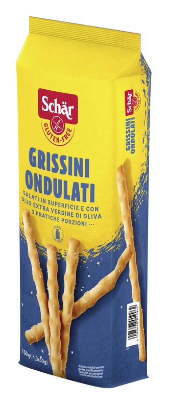 SCHAR GRISSINI ONDULATI SALATI IN SUPERFICIE 3 PORZIONI DA 50 G - Fontenova srl