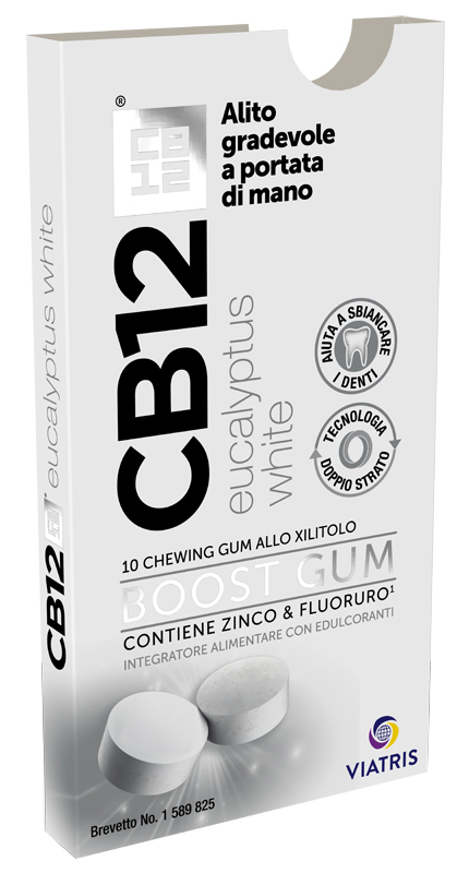 CB12 BOOST EUCALYPTUS WHITE 10 CHEWING GUM - Fontenova srl