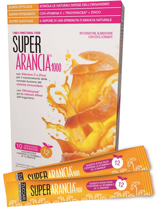 SUPER ARANCIA 1000 10 STICK PACK MONODOSE DA 3,7G INTEGRATORE ALIMENTARE CON EDULCORANTE - Fontenova srl
