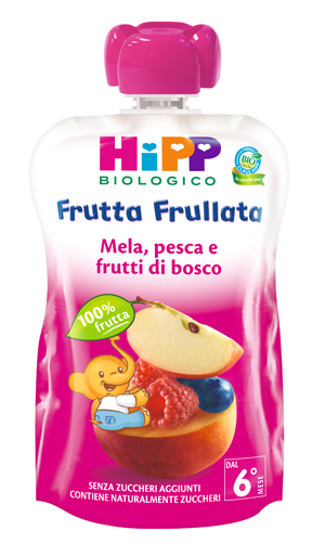 HIPP BIO FRUTTA FRULLATA MELA PESCA FRUTTI DI BOSCO 90 G - Fontenova srl
