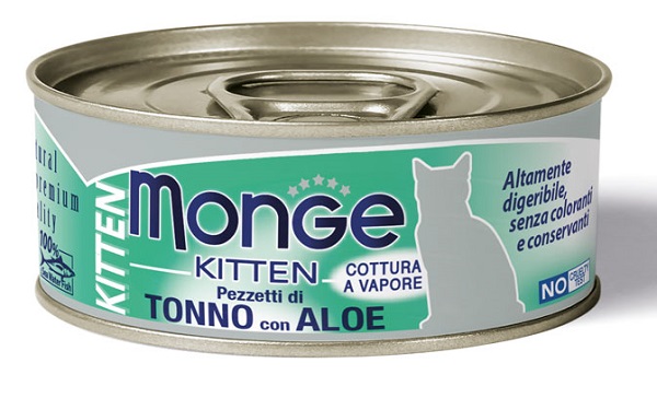 MONGE NATURAL QUALITY GATTO MONGE JELLY PEZZETTI TONNO BONITO/ALOE KITTEN 80 G - Fontenova srl