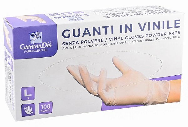 GUANTI VINILE SENZA POLVERE LARGE 100 PEZZI GAMMADIS - Fontenova srl