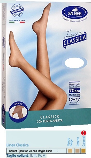 SAUBER COLLANT OPEN TOE MAGLIA LISCIA 70 DEN COLORE NEUTRO BEIGE TAGLIA 5 LINEA CLASSICA - Fontenova srl