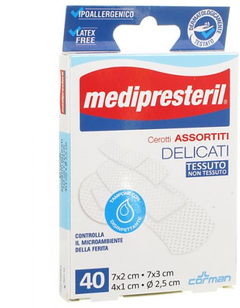 MEDIPRESTERIL CEROTTI DELICATI ASSORTITI 4 FORMATI 40 PEZZI - Fontenova srl
