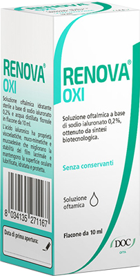 RENOVA OXI COLLIRIO SOLUZIONE OFTALMICA A BASE DI ACIDO IALURONICO 0,2% FLACONE DA 10 ML - Fontenova srl