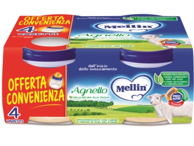 MELLIN OMOGENEIZZATO AGNELLO 4 PEZZI X 80 G - Fontenova srl
