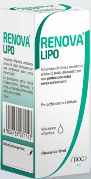 RENOVA COLLIRIO SOSTITUTO LACRIMALE A BASE DI ACIDO IALURONICO 0,4% E LIPIDI FLACONE DA 10 ML SENZA CONSERVANTI - Fontenova srl