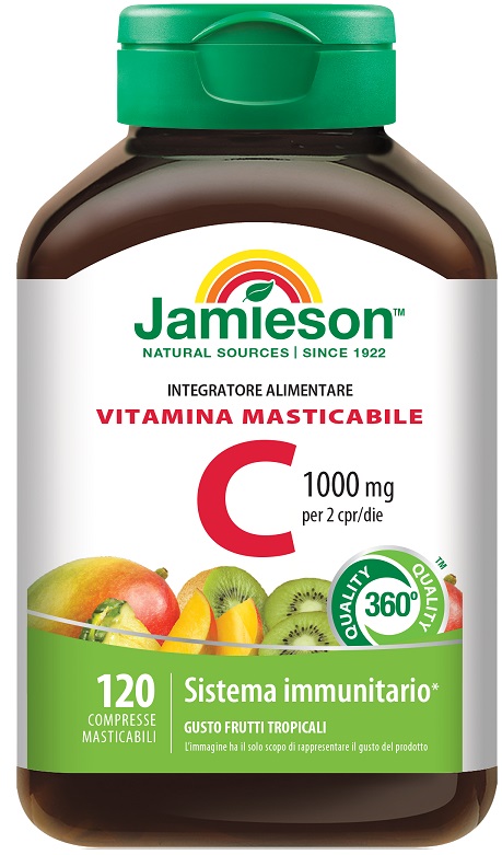 JAMIESON VITAMINA C 1000 120 COMPRESSE MASTICABILI FRUTTI TROPICALI - Fontenova srl