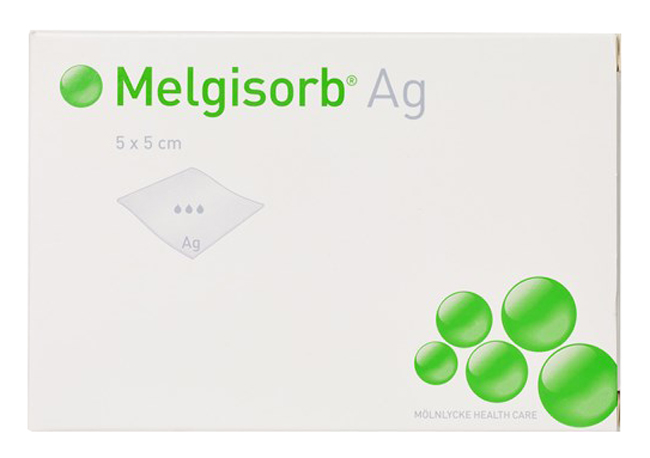 MELGISORB AG MEDICAZIONE ANTIMICROBICA ASSORBENTE IN FIBRE DI ALGINATO CON CARBOSSIMETILCELLULOSA 5X5CM 10 PEZZI - Fontenova srl