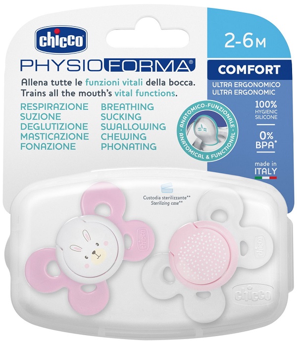 CHICCO SUCCHIETTO COMFORT GIRL SILICONE 2-6 MESI 2 PEZZI - Fontenova srl