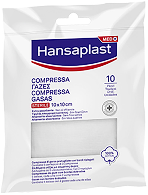HANSAPLAST GARZA COMPRESSA 10 X 10 CM 10 PEZZI - Fontenova srl