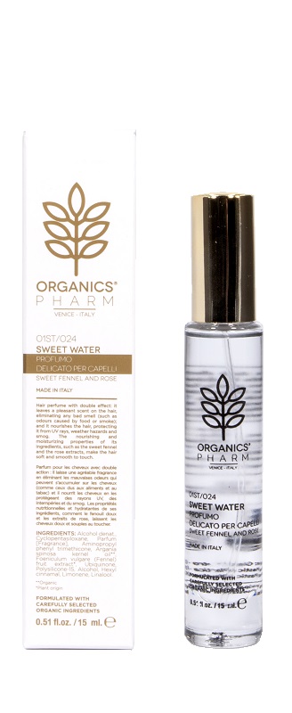 ORGANICS PHARM SWEET WATER PROFUMO DELICATO PER CAPELLI FINOCCHIO E ROSA 15 ML - Fontenova srl