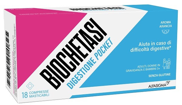 BIOCHETASI DIGESTIONE POCKET 18 COMPRESSE MASTICABILI - Fontenova srl