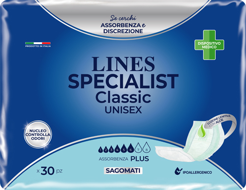PANNOLONE SAGOMATO LINES SPECIALIST CLASSIC PLUS 30 PEZZI - Fontenova srl