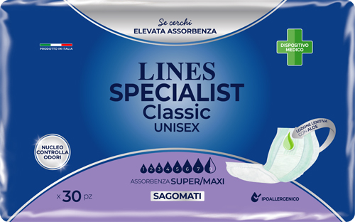 PANNOLONE SAGOMATO LINES SPECIALIST CLASSIC MAXI 30 PEZZI - Fontenova srl