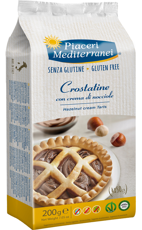 PIACERI MEDITERRANEI CROSTATINA CON CREMA DI NOCCIOLA 4 X 50 G - Fontenova srl