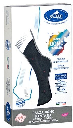 SAUBER CALZA UOMO FANTASIA Q-SKIN 140 DEN BLU POIS ROSSI TAGLIA G - Fontenova srl