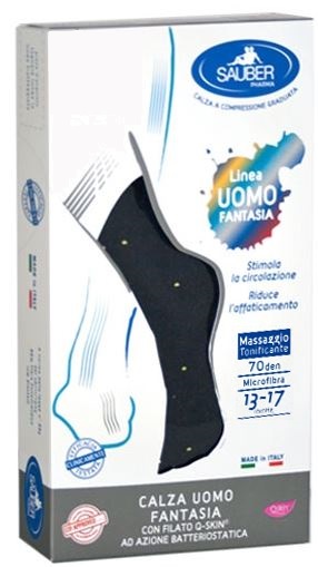 SAUBER CALZA UOMO FANTASIA Q-SKIN 70 DEN BLU POIS GIALLI TAGLIA M - Fontenova srl