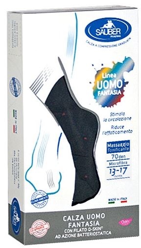 SAUBER CALZA UOMO FANTASIA Q-SKIN 70 DEN BLU POIS ROSSI TAGLIA M - Fontenova srl
