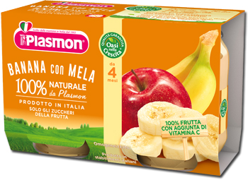 PLASMON OMOGENEIZZATO BANANA/MELA 2 X 104 G - Fontenova srl