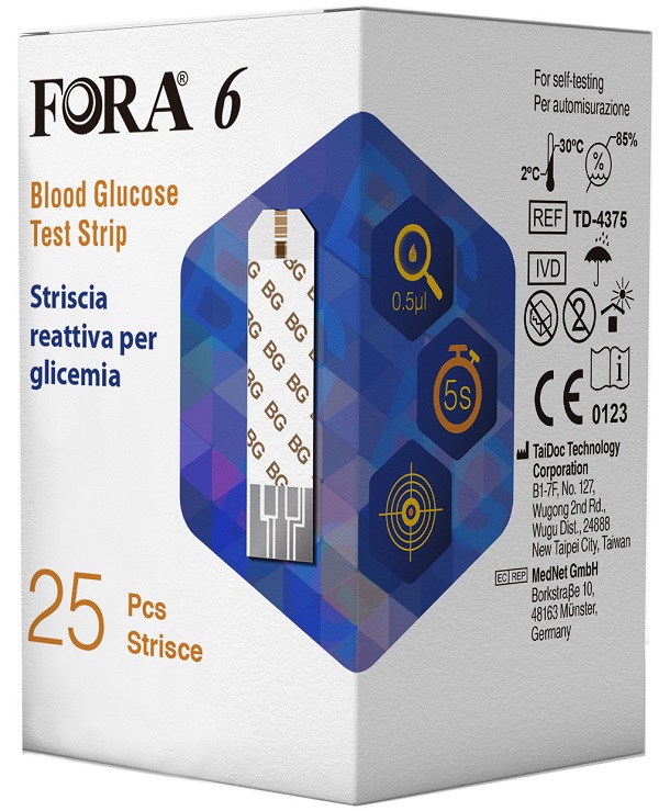 STRISCE MISURAZIONE GLICEMIA FORA 6 CONNECT BOX DA 25 PEZZI - Fontenova srl