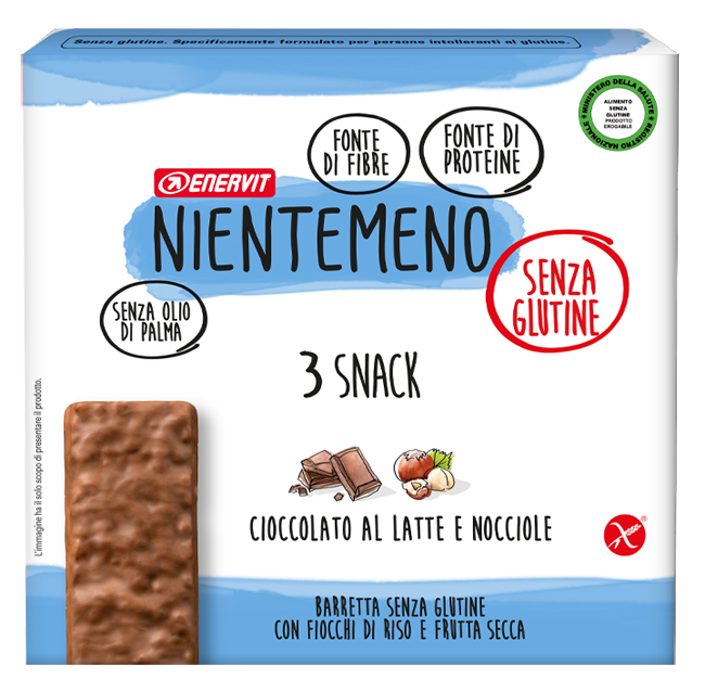 NIENTEMENO BAR CIOCCOLATO AL LATTE NOCCIOLE 3 X 33 G - Fontenova srl
