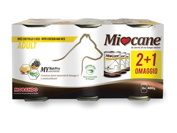 MIOCANE PATE' TRIS ADULT POLLO/RISO 3 X 400 G - Fontenova srl