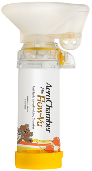 CAMERA DI TENUTA CON VALVOLA AEROCHAMBER PLUS FLOW VU PEDIATRICO MEDIUM 1-5 ANNI - Fontenova srl