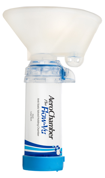 CAMERA DI TENUTA CON VALVOLA AEROCHAMBER PLUS FLOW VU ADULTI LARGE 5+ ANNI - Fontenova srl