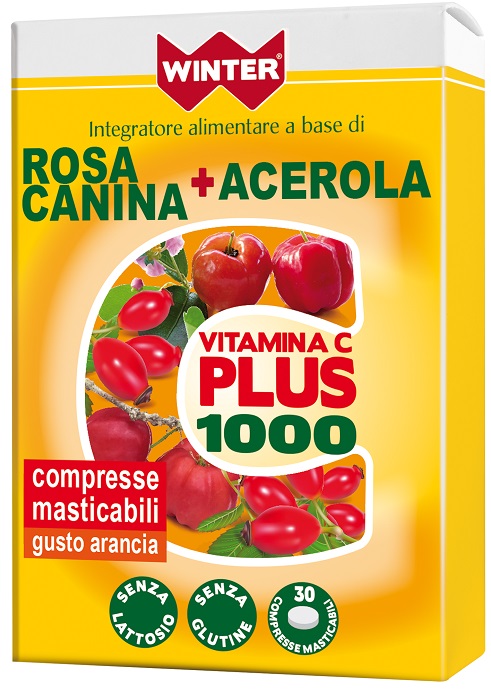 WINTER VITAMINA C PLUS 1000 ROSA CANINA + ACEROLA 30 COMPRESSE MASTICABILI - Fontenova srl