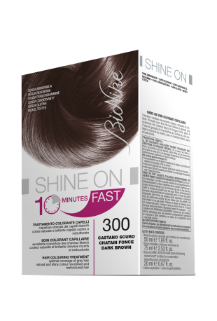 BIONIKE SHINE ON FAST TRATTAMENTO COLORANTE CAPELLI CASTANO SCURO 300 FLACONE 60 ML + TUBO 60 ML - Fontenova srl