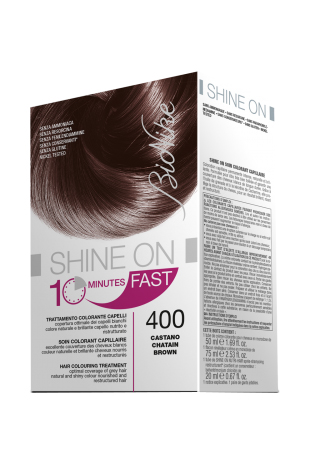 BIONIKE SHINE ON FAST TRATTAMENTO COLORANTE CAPELLI CASTANO 400 60 ML + TUBO 60 ML - Fontenova srl