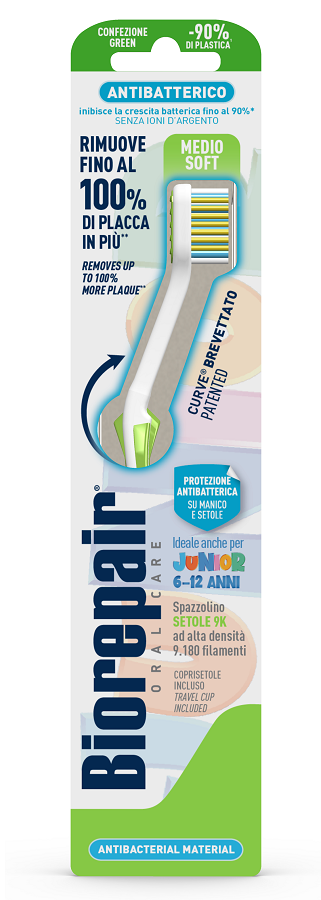 BIOREPAIR ORAL CARE SPAZZOLINO ANTIBATTERICO JUNIOR 6-12 ANNI PIU' COMFORT SETOLE MEDIO SOFT - Fontenova srl