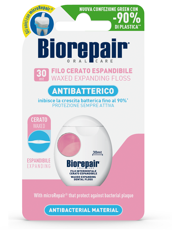 BIOREPAIR ORAL CARE ANTIBATTERICO FILO CERATO ESPANDIBILE GENGIVE DELICATE 25+5 METRI - Fontenova srl