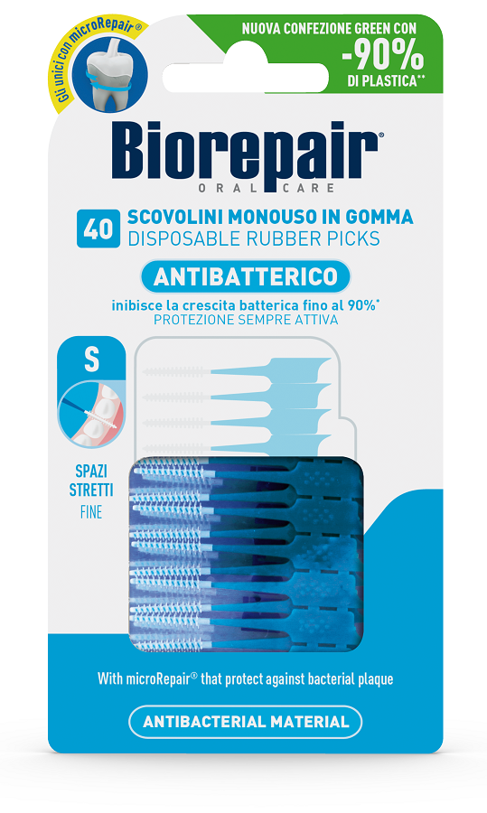 BIOREPAIR ORAL CARE ANTIBATTERICO SCOVOLINI MONOUSO IN GOMMA SPAZI STRETTI 40 PEZZI - Fontenova srl