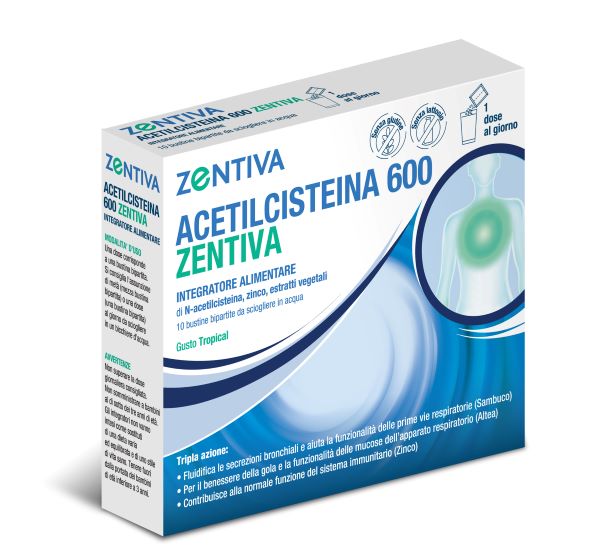 ACETILCISTEINA 600 ZENTIVA 10 BUSTINE BIPARTITE GUSTO TROPICAL - Fontenova srl