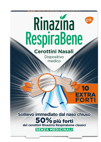 RINAZINA RESPIRABENE CEROTTI NASALI EXTRA FORTI 10 PEZZI - Fontenova srl