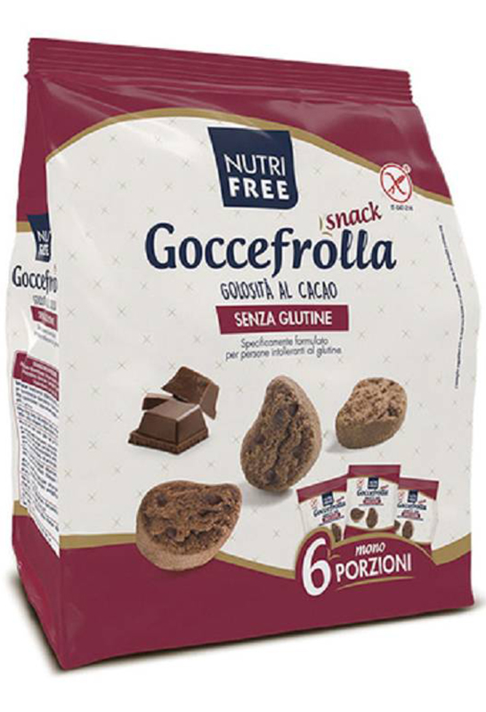 NUTRIFREE GOCCEFROLLA SNACK GOLOSITA' AL CACAO SENZA LATTOSIO 6 MONOPORZIONI DA 40 G - Fontenova srl