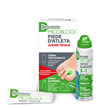 DERMOVITAMINA MICOBLOCK PIEDE D'ATLETA AZIONE TOTALE CREMA 30ML + SPRAY BARRIERA 3 IN 1 100 ML - Fontenova srl