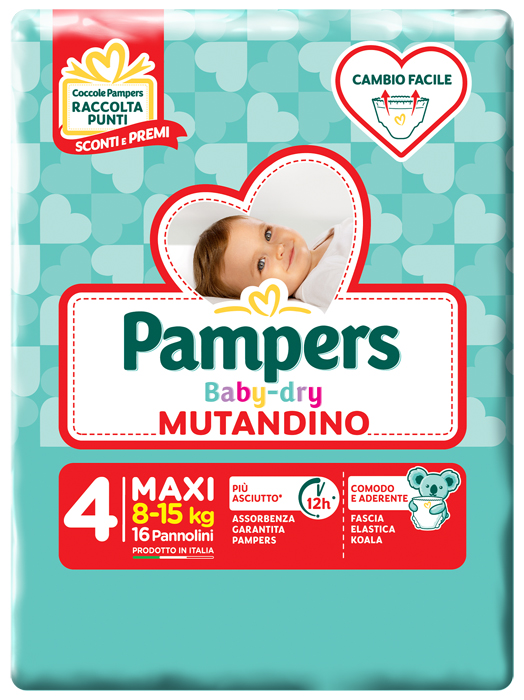 PAMPERS BABY DRY MUTANDINA MAXI 4 SMALL PACK 16 PEZZI - Fontenova srl
