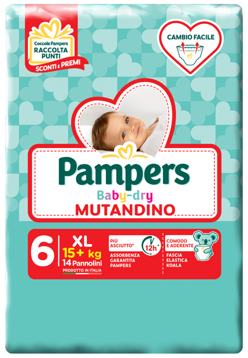 PAMPERS BABY DRY MUTANDINA XL 6 SMALL PACK 14 PEZZI - Fontenova srl