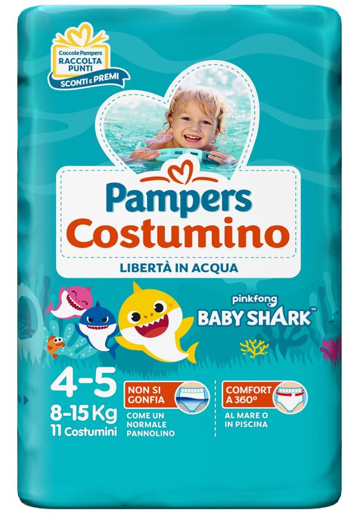 PAMPERS COSTUMINO BABY SHARK CP S 4-5 11 PEZZI - Fontenova srl