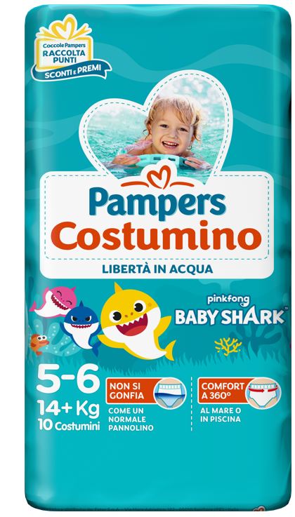 PAMPERS COSTUMINO BABY SHARK CP S 5-6 10 PEZZI - Fontenova srl