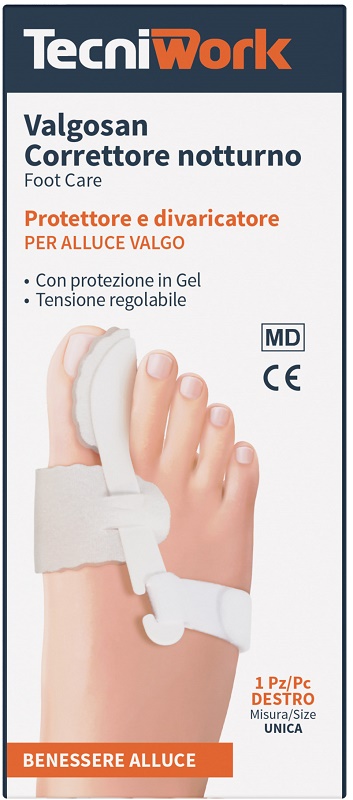 CORRETTORE NOTTURNO PER ALLUCE VALGO DESTRO MISURA UNICA VALGOSAN 1 PEZZO - Fontenova srl