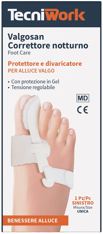 CORRETTORE NOTTURNO PER ALLUCE VALGO SINISTRO MISURA UNICA VALGOSAN 1 PEZZO - Fontenova srl