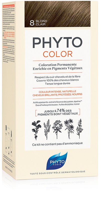 PHYTOCOLOR 8 BIONDO CHIARO 1 LATTE + 1 CREMA + 1 MASCHERA + 1 PAIO DI GUANTI - Fontenova srl